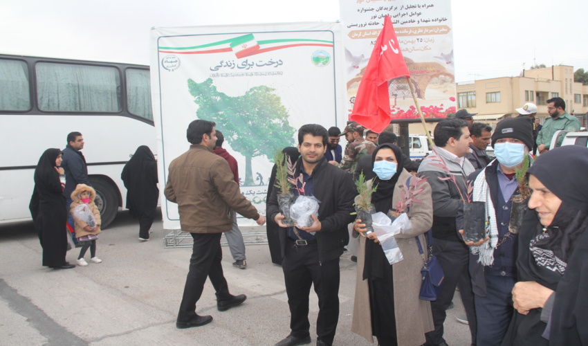 گزارش تصویری / توزیع رایگان نهال در مسیر راهپیمایی 22 بهمن 