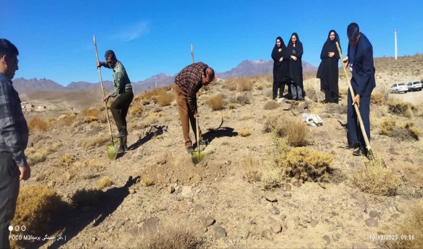 کاشت بذر بادام کوهی در 3 هکتار از اراضی محوطه پایگاه اطفا حریق شهرستان رابر 